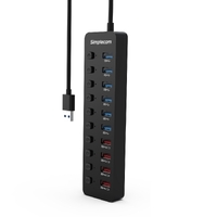 Simplecom CHU810 48W 10-Port USB 3.0 Hub and Charger with Individual Switches 12V/4A Power Adapter BC1.2 Fast Charging thumbnail