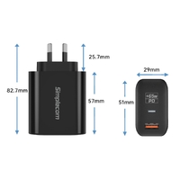 Simplecom CU265 Dual Port PD 65W GaN Fast Wall Charger USB-C + USB-A for Phone Laptop thumbnail