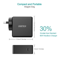 CHOETECH Q4004 60W PD 3.0 Type-C Fast Charging Foldable Adapter USB-C Charger thumbnail