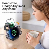 CHOETECH T608-F-BK 15W 4-in-1 Wireless Charger Stand for iWatch and Samsung Watch (Black) thumbnail