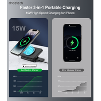 CHOETECH T616-F-BK 3in1 Magnetic Foldable Wireless Charger Black thumbnail