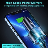 CHOETECH TC0011 130W 3 Ports (Dual USB-C Port PD3.0 + USB-A Port) Fast Car Charger thumbnail