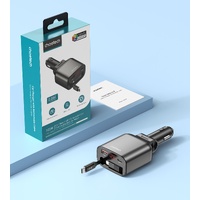 CHOETECH TC0033 105W USB-C+USB-A Fast car charger with Stretchable USB-C + Lightning cables thumbnail