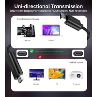 CHOETECH XDH01 4K 60Hz DisplayPort Male to HDMI Male Braided Cable 2M thumbnail