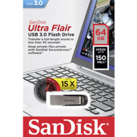 SANDISK 64GB CZ73 ULTRA FLAIR USB 3.0 FLASH DRIVE upto 150MB/s thumbnail