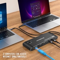 Simplecom KM590 2-Port USB-C Dual 4K HDMI Monitor KVM Switch and Docking Station with Network Sharing thumbnail