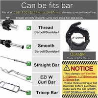 2Pcs 1in / 25mm Dumbbell Clamps Barbell Clamps Collars Clips Bar Plates Collar Clips Black thumbnail