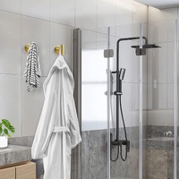 2 Pcs Wall Mount Self Adhesive Bathroom Towel Hooks Holder Cloth Hanger Hook Door Hanger Gold thumbnail
