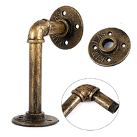 4PCS Pipe Floating Shelf Bracket Industrial Pipe Shelf Bracket Mounting Bracket Storage Racks Decor Bronze thumbnail