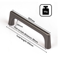Black Zinc Kitchen Cabinet Handles Drawer Bar Handle Pull 96mm thumbnail
