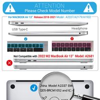 Suitable for  MacBook Air 13 Inch Case 2022 2021 2020 2019 2018, A1932, A2179, A2337 Shell Case Keyboard Cover thumbnail