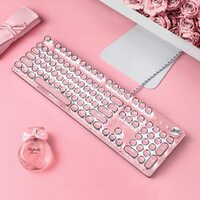 Pink Gaming Mechanical Keyboard Green Switches, White Backlight, USB Wired Laptop Desktop Computer thumbnail