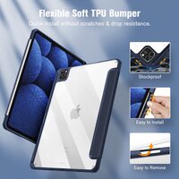 iPad Pro 11 Inch 2020-2022 Soft Tpu Smart Premium Case Auto Sleep Wake Stand Clear Cover Pencil holder navy blue thumbnail