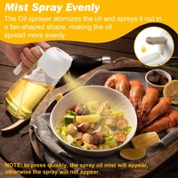 600ml 2 in 1 Glass Oil Sprayer Dispenser Kitchen Sprayz Cooking Baking Oil Bottle BBQ Spray White thumbnail
