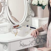 Large Travel Cosmetic Bag Portable Make up Makeup Bag Waterproof PU Leather Storage White thumbnail