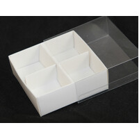 10 Pack of White Card Chocolate Sweet Soap Product Reatail Gift Box - 4 Bay Compartments - Clear Slide On Lid - 8x8x3cm thumbnail