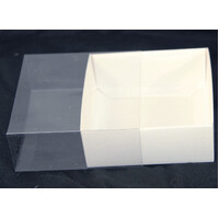 10 Pack of 10cm Square Invitation Coaster Favor Function product Presentation Cookie Biscuit Patisserie Gift Box - 2cm deep - White Card with Clear Sl thumbnail