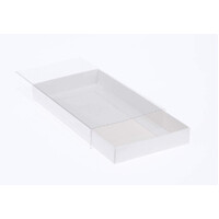 50 Pack of White Card Box - Clear Slide On Lid - 17 x 25 x 5cm -  Large Beauty Product Gift Giving Hamper Tray Merch Fashion Cake Sweets Xmas thumbnail