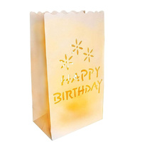 50 Pack White Happy Birthday Luminary Paper Candle Tea Light Lantern Bags Garden Anniversary Birthday Night Decorations Evening Party thumbnail