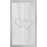 50 Pack Wedding Cake Bags Greaseproof Wax Paper Slice Take Home Favour Large Silver Heart thumbnail