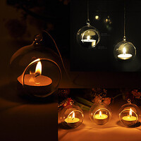 50 Wholesale Lot of Hanging Clear Glass Ball Tealight Candle Holder  - 10cm Diameter / High - Wedding Globe Decoration Terrarium Succulent Plant Mini  thumbnail