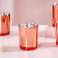 40 Pack Copper Votive Tealight Candle Holders Valentines Day Mercury  Wedding Decor Glass Candlestick Party Decorations Bridal Baby Shower Event thumbnail