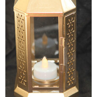 Gold Metal Miners Lantern Summer Xmas Wedding Home Party Room Balconey Deck Decoration 21cm Tealight Candle thumbnail
