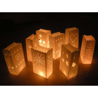 50 Pack White Heart in a Heart Luminary Paper Candle Tea Light Lantern Bags Wedding Garden Anniversary Birthday Night Decorations Evening Party thumbnail