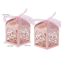 100 Piece Pack - Pink Dove Bird Heart Baby Birth naming Ceremony Bomboniere Favor Lolly Gift Card Box thumbnail
