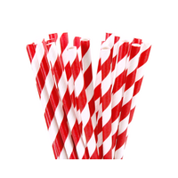 50 Pack Red White Drinking Straws Biodegradable Eco Paper Birthday Party Event Bistro Bar Cafe Take Away thumbnail