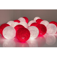1 Set of 20 LED Red White 5cm Cotton Ball Battery String Lights Christmas Gift Home Wedding Party Bedroom Decoration Outdoor Indoor Table Centrepiece thumbnail
