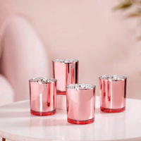 20 Pack Rose Gold Pink Votive Tealight Candle Holders Valentines Day Mercury  Wedding Decor Glass Candlestick Party Decorations Bridal Baby Shower Eve thumbnail