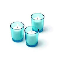 20 Pack Turquoise Glass Votive Tealight Candle Holders House Party Cenrepiece Xmas Wedding Decor Glass Candlestick Party Decorations Bridal Baby Showe thumbnail