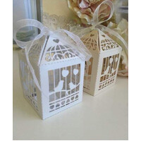 50 Piece Pack - White Dove Bird Heart Wedding Bomboniere Favor Lolly Gift Card Box thumbnail