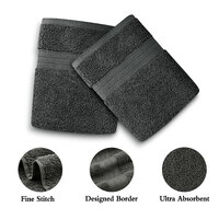 Linenland 4 Piece Cotton Bath Towels Set - Charcoal thumbnail