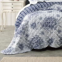 Bianca Amorette Blue Polyester Bedspread Set Single thumbnail