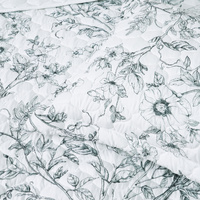 Bianca Gracie White Floral Printed Quilted Bedspread Set Super King thumbnail