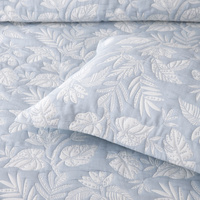 Bianca Laurieton Blue Jacquard Botanical Bedspread Set Super King thumbnail