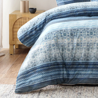Bianca Amata Blue Cotton Sateen Quilt Cover Set King thumbnail