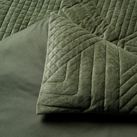 Bianca Navarro Olive Soft Velvet Geometric Quilt Cover Set King thumbnail