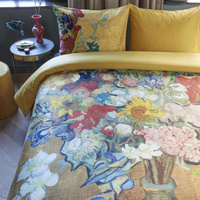 Bedding House Van Gogh Bouquet d'Anniversaire Gold Cotton Sateen Quilt Cover Set Super King thumbnail