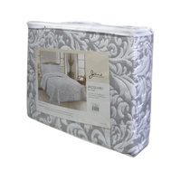 Jane Barrington Grey & White Lightly Quilted Jacquard Reversible Coverlet Set King thumbnail