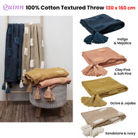 J Elliot Home Quinn 100% Cotton Textured Throw 130 x 160 cm Ochre & Jojoba thumbnail