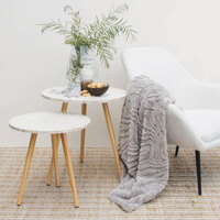 J Elliot Home Rita Silver Grey Faux Mohair Throw Rug 130 x 160cm thumbnail