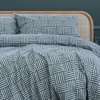 Ardor Fletcher Faded Indigo Printed Quilt Cover Set Queen thumbnail