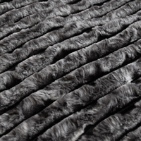 Ardor Cole Ash Striped Faux Fur Soft Plush Throw Rug 130x170cm thumbnail
