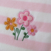Living Home for Baby Girls Flowers and Bear Pack of 3 Embroidered Polar fleece Stripe Cot Blankets 100 x 140cm thumbnail