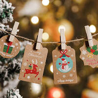 100Pack Xmas Decoration 350g Thicken Kraft Paper Gift Tag Wrapping Kraft Tag Hang Tags(Style D) thumbnail