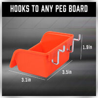 6Pc Pegboard Bins Peg Board Parts Storage With Steel Hooks Tools Organiser Tray thumbnail