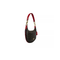 COACH Women's Payton Signature PVC Leather Shoulder Bag Brown Red - One Size thumbnail